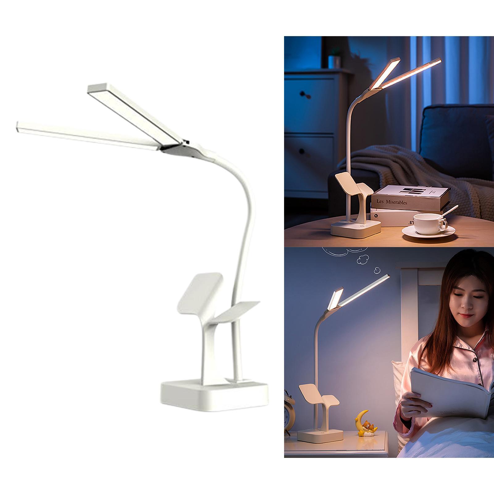 LED Desk Reading Lamp Home Light Touch Control 3 Colors Dimmable USB