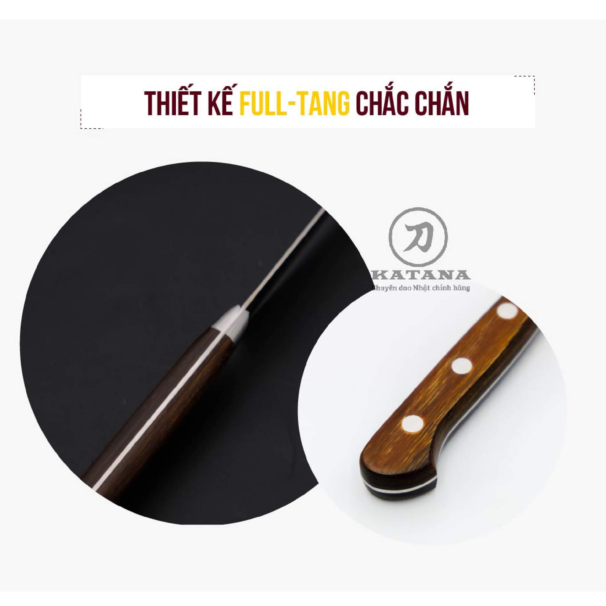 Dao thái thịt cá KATANA Essential Chef (180mm) KATA-202 cán gỗ, thép không gỉ, độ sắc cao - dao bếp KATANA cao cấp thương hiệu Việt Nam