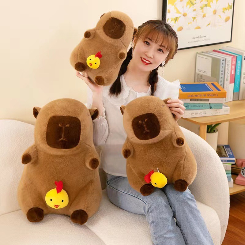 Thú nhồi bông capybara ciu gà đáng yêu - Size từ 35cm đến 65cm - Quà tặng gấu bông capybara có ciu hình gà kéo ra được