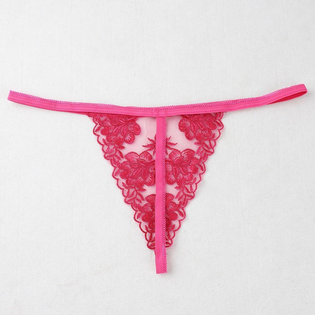 Quần lót lọt khe thêu hoa trong suốt gợi cảm, quần chip ren mỏng xuyên thấu chữ T sexy DL450