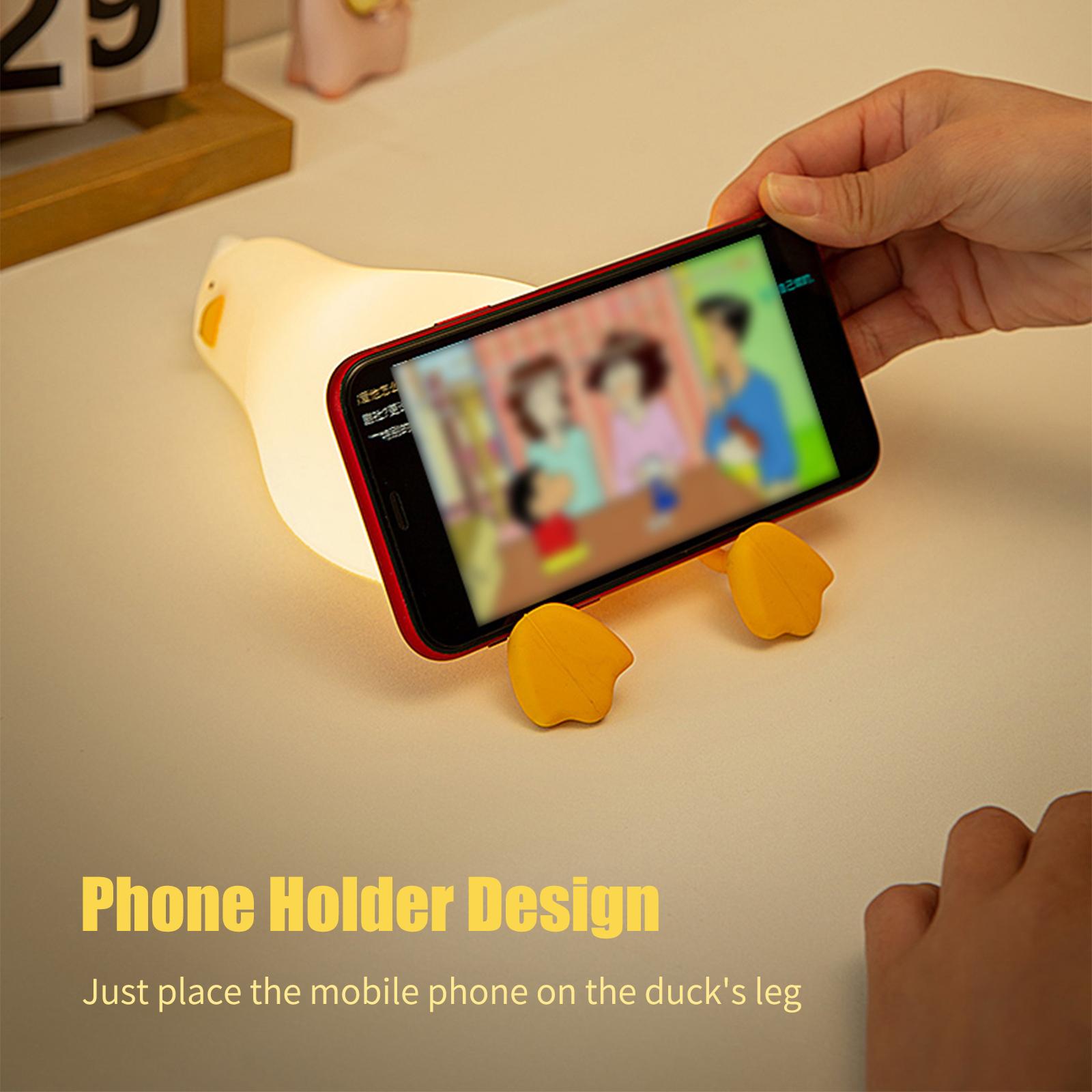 Cute Duck Night Light Warm White Night Light with Touch Sensor 3 Light Brightness Soft Silicone Animal Night Lamp