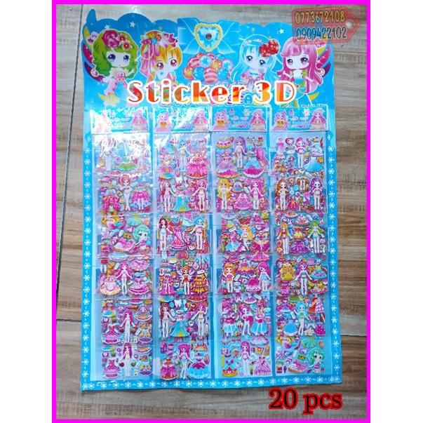 20 bộ sticker Nổi 3d hình dán công chúa thay đồ