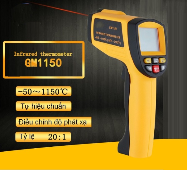 Thiết bị cầm tay cao cấp đo nhiệt độ từ xa bức xạ cảm ứng tia hồng ngoại, không tiếp xúc, an toàn M150