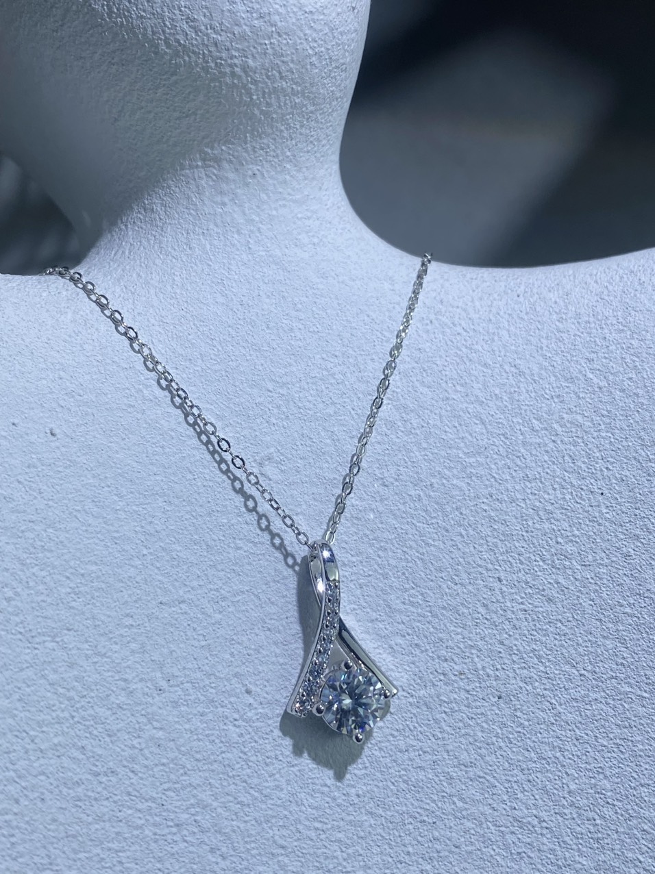 Dây Dây cổ Bạc 925 xi Kim viên chủ Kim Cương nhân tạo Moissanite hạt 1.0 carat