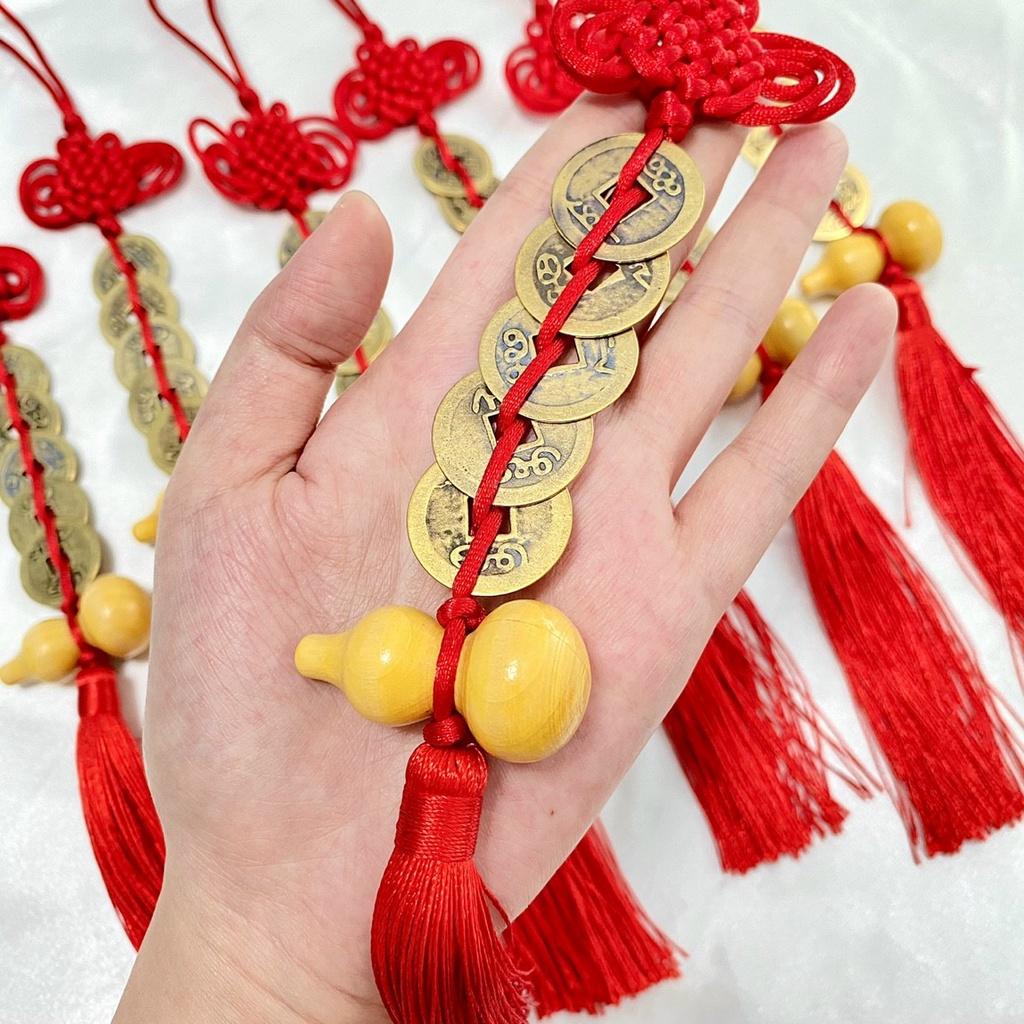 Dây Treo xe ô tô Kim Tiền Hồ Lô May Mắn, Dây Ngũ Đế Chiêu Tài Chiêu Lộc- 100% Như Hình
