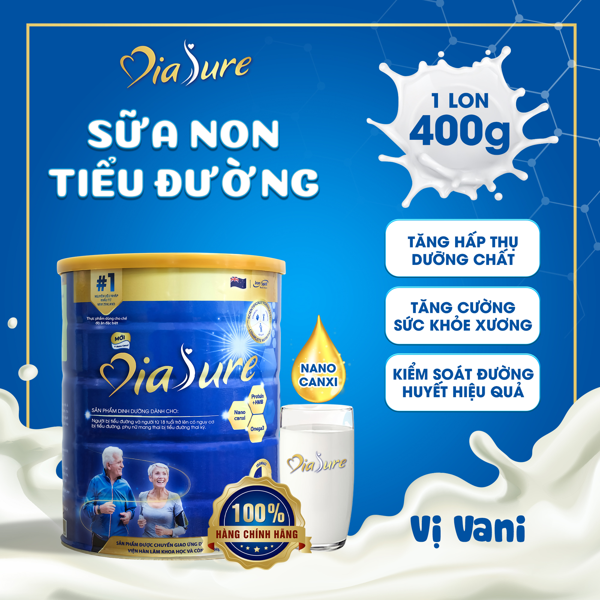 Sữa Non Diasure Chính Hãng Lon 400g, Cung Cấp Toàn Diện Dinh Dưỡng Cho Người Tiểu Đường