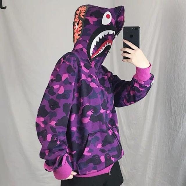 Áo nỉ hoodie zip babe cá mập mũ trùm 2 lớp cá tính