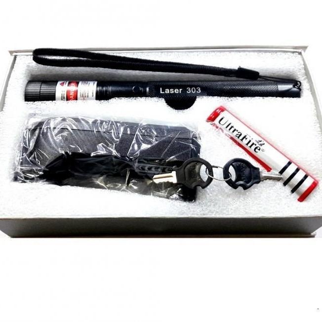 Đèn Pin Laser 303 Tia Xanh / Tia Đỏ Siêu Sáng Kèm Pin Và Sạc