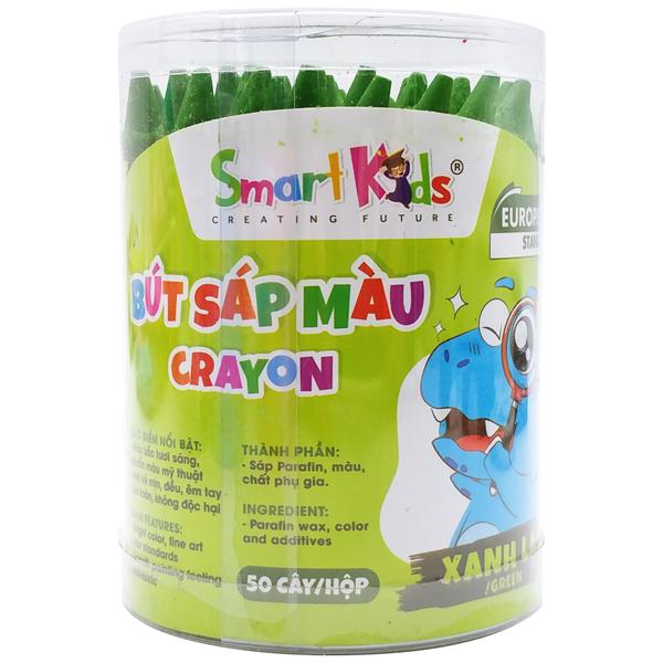 Hộp 50 Bút Sáp Màu Dino - Smart Kids CR12 - Màu Xanh Lá