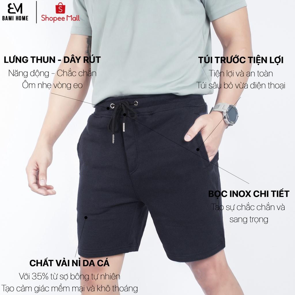 Quần short nỉ cao cấp BAMI HOME phong cách unisex, quần có lai và dây rút dễ phối đồ QSN- 006