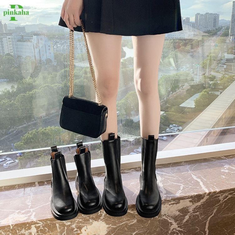 Bốt Nữ Siêu Cổ Chun Cao Cấp Độn Đế - Boots Cổ Cao Thời Trang Hàn Quốc