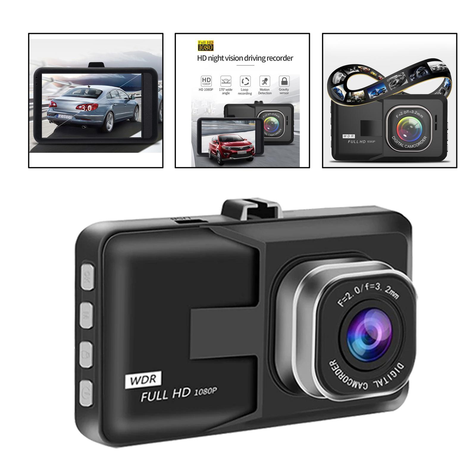 Full HD 1080P Car Driving Dash Cam, Auto G-Sensor, 3" LCD 170° Wide Angle Night Vision, Loop Recording, Single Front Digital Dashboard