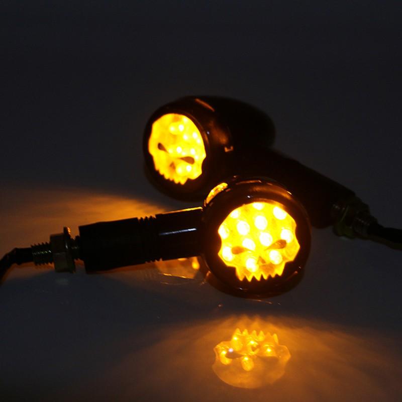 Set 2 Đèn Xi Nhan Hình Đầu Lâu Cho Xe Mô Tô Harley Dyna Sportster Honda