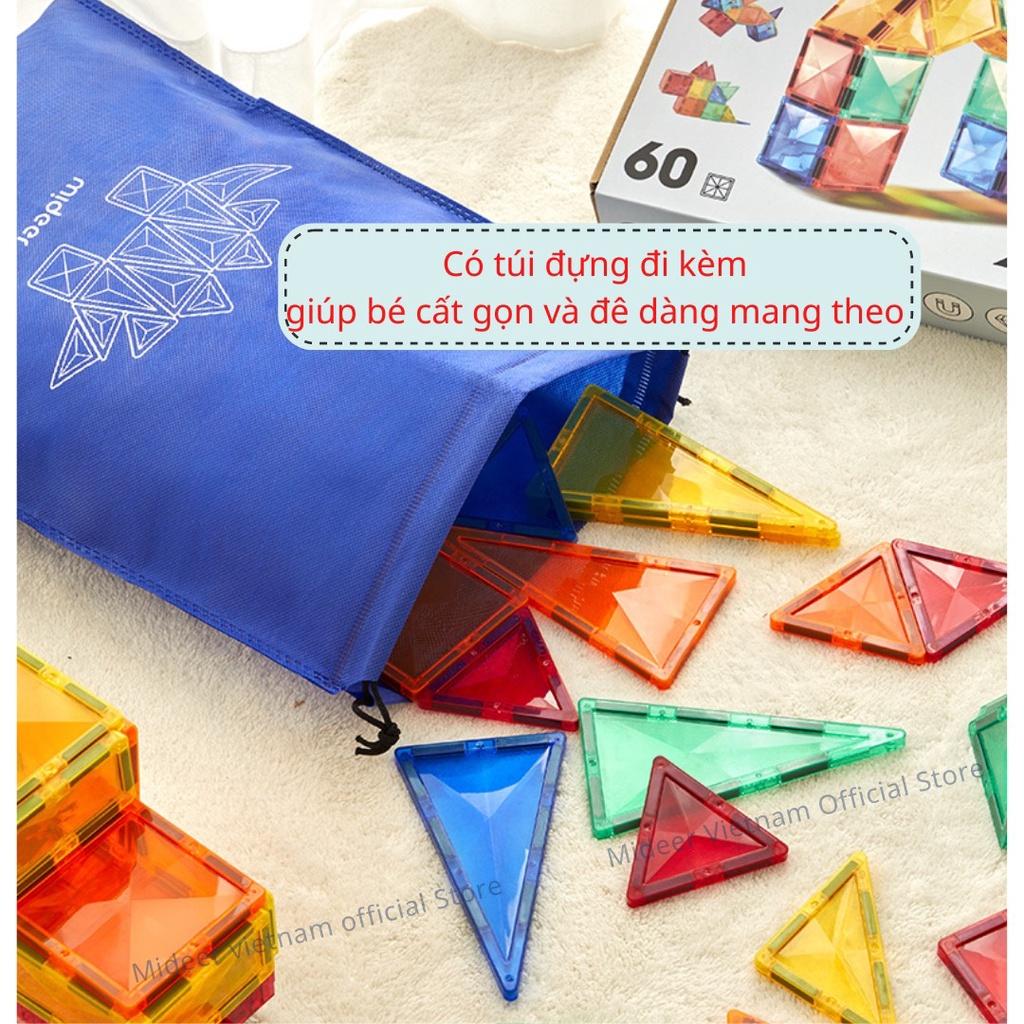 Xếp Hình Nam Châm lắp ráp Mideer Colorful Magnetic Tiles ghép hình nam châm ánh sáng