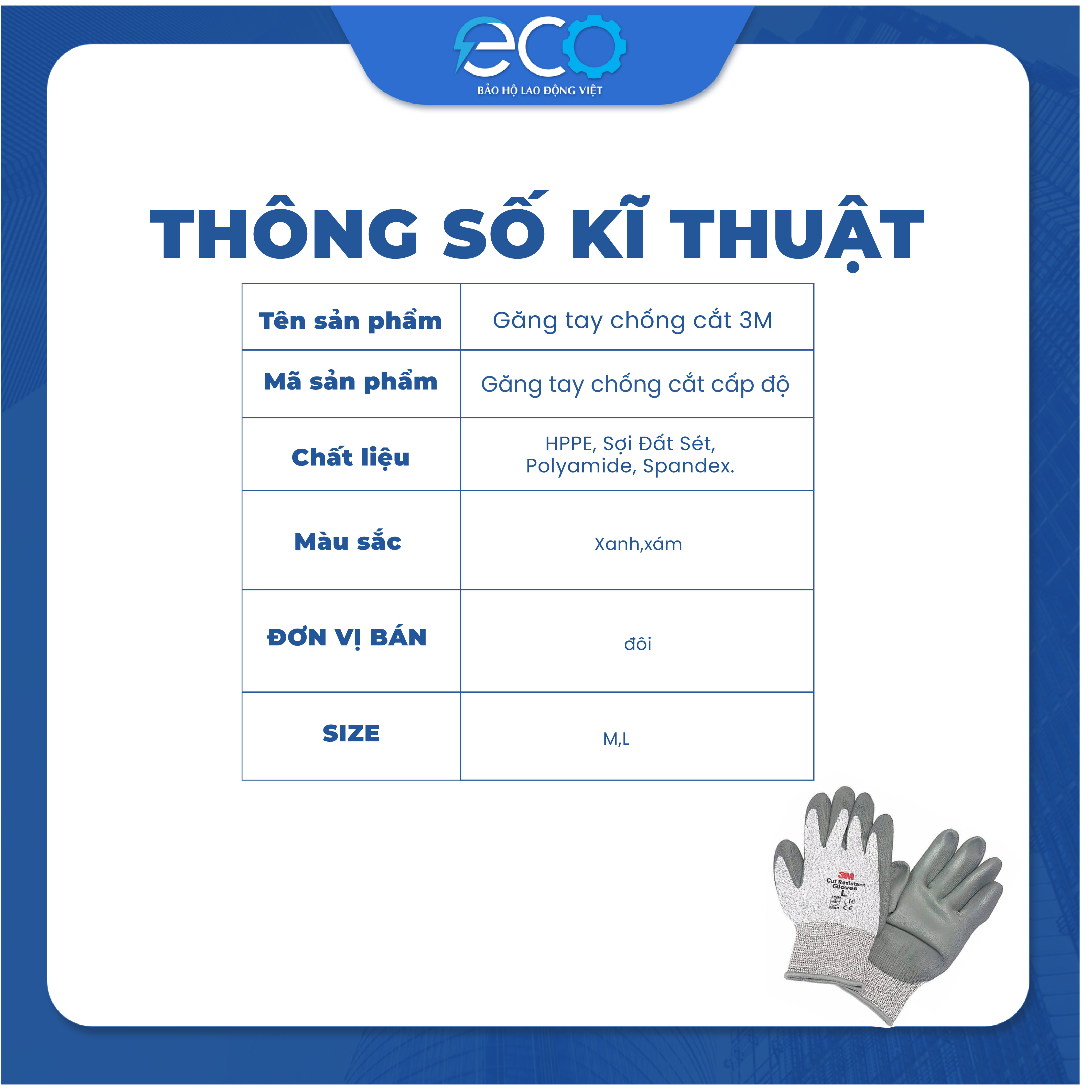Găng tay chống cắt 3M ( Cấp độ 1, Cấp độ 3, Cấp độ 5 ) chống đâm xuyên, xé rách, mài mòn