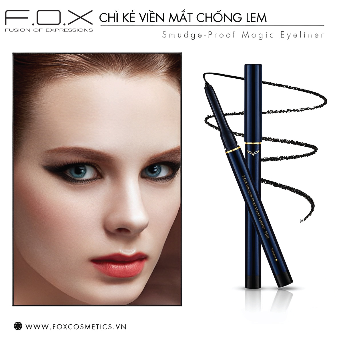 Chì Kẻ Viền Mắt Chống Lem FOX Smudge-Proof Magic Eyeliner 0.3g