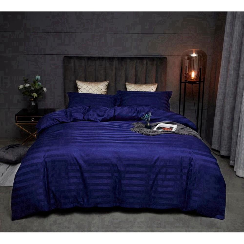 Bộ 4 Món Ga Gối SỌC 3F Vải Cotton Lụa Hàng Chuyên Cho Gia Đình Và Khách Sạn - Đỏ Mận - LAN PHAM BEDDING