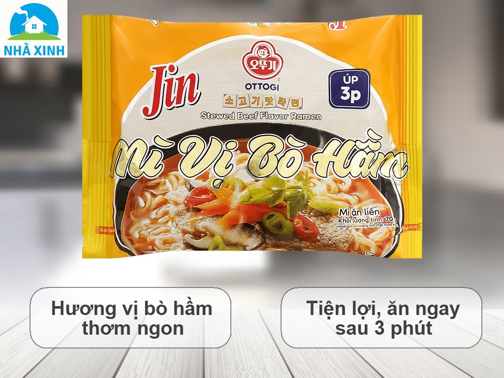 (COMBO 5 GÓI) Mì ăn liền Jin Vị Bò Hầm Ottogi 70g