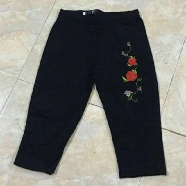 Quần legging ngố thêu hoa