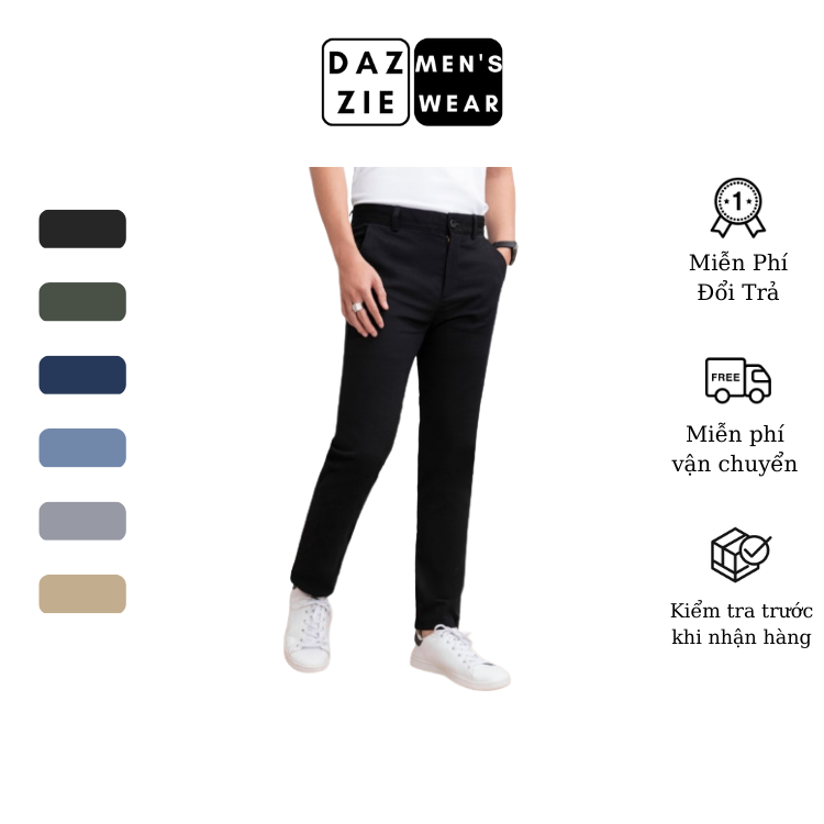 Quần Kaki Nam Dài DazzieMenwears  chất Cotton Khaki Cao Cấp, Mềm mịn phối đồ thời trang trẻ trung
