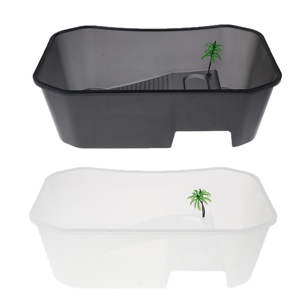 2Pcs Plastic Reptile Terrapin Tortoise Turtle Tank Vivarium Feeding Box
