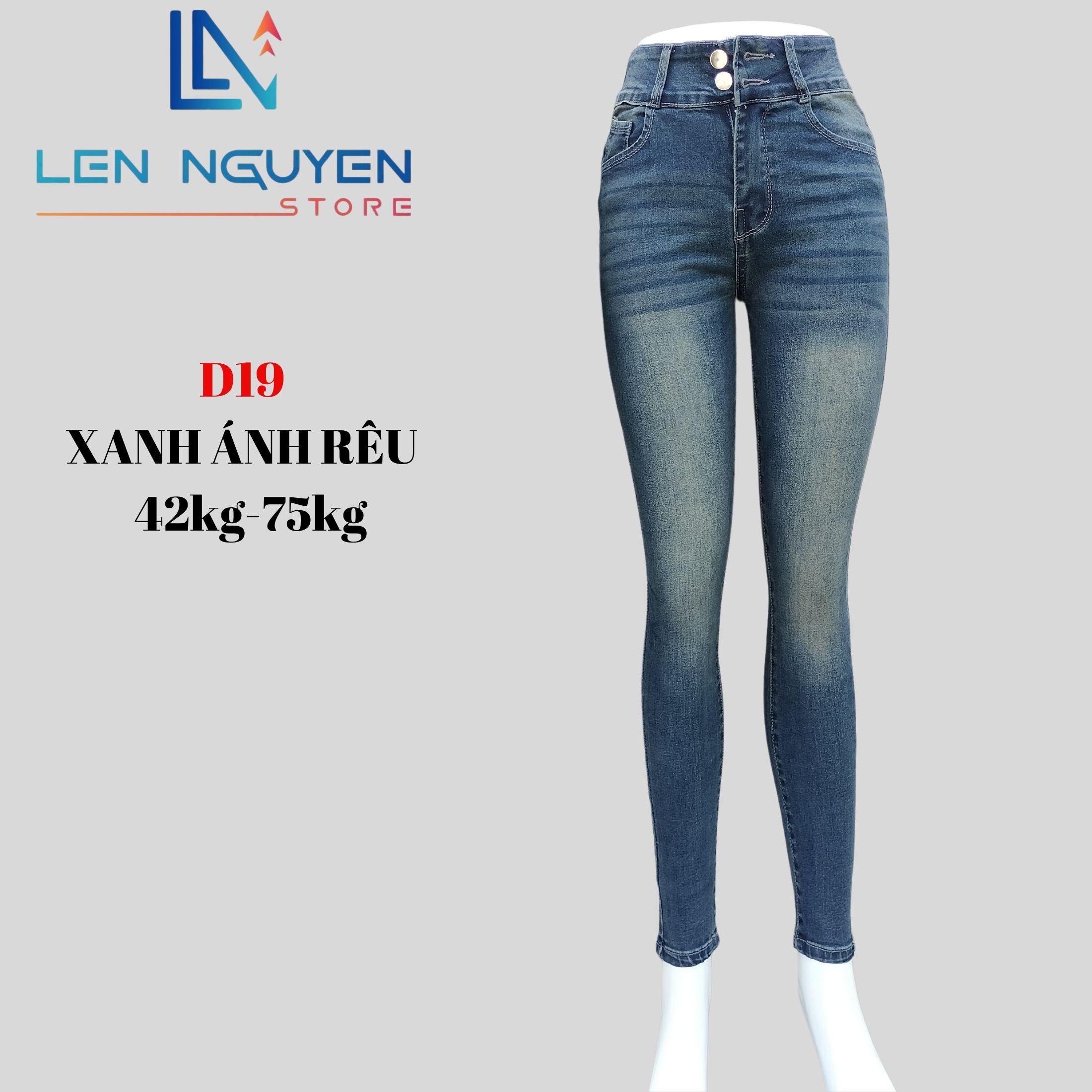 D19_ Quần jean nữ , 2 Nút Lưng Cao,dài Quần 95CM , Quần jean ( bò) lưng cao 42kg đến 77kg size 27-35 Vải Cao Cấp Co Giãn ,Mềm Mịn Thoáng Mát Nữ Pants Women Denim