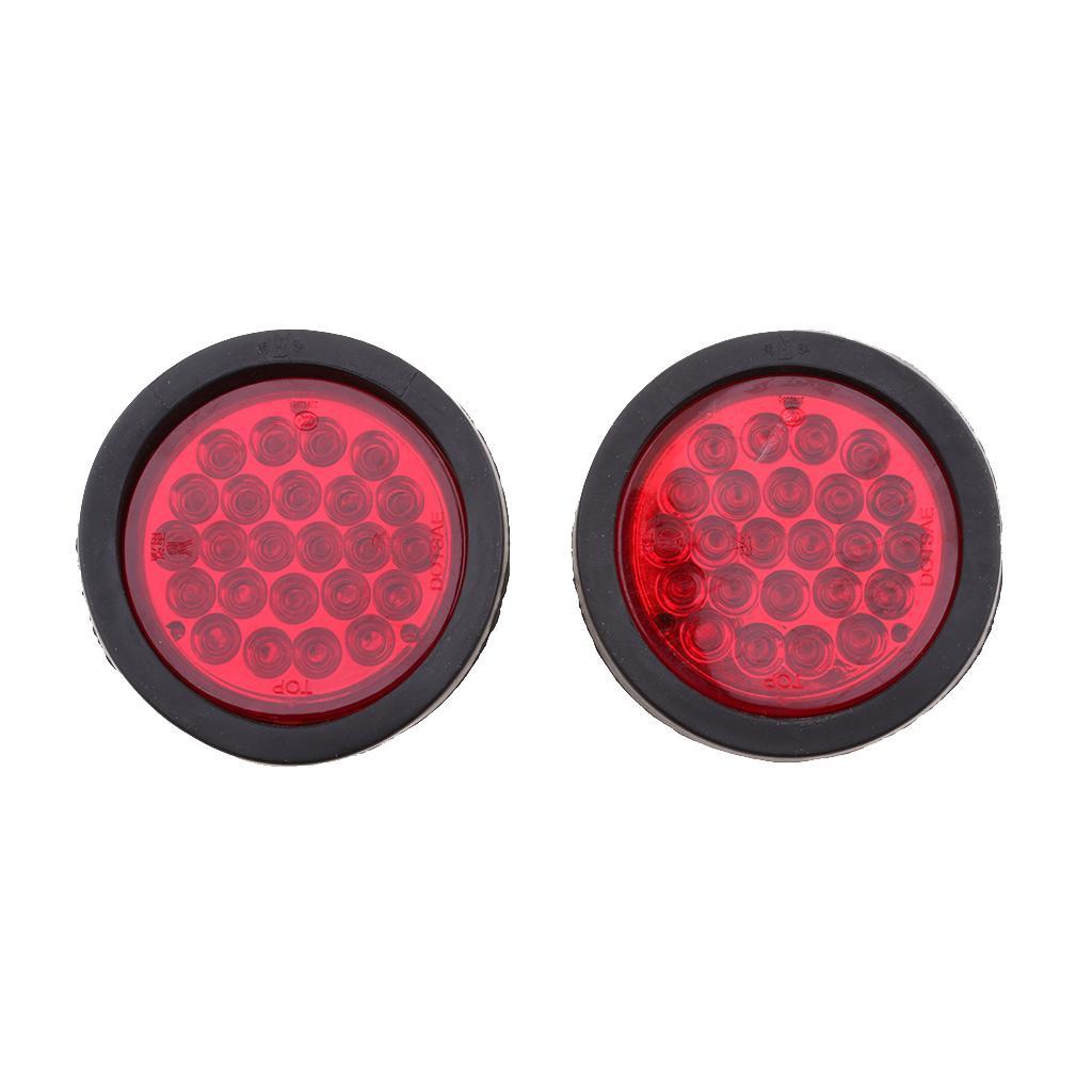 2X High Quality RV Tail Brake Stop Maker Lights 24 LED Red