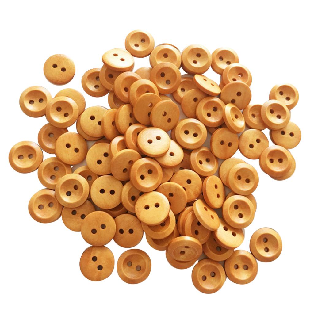 100 Chiếc Sơn Vintage Tròn 2 Lỗ Gỗ Nút May Thêu Sò 15 Mm