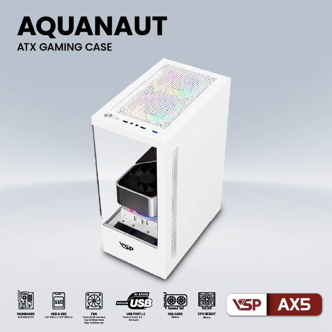 Vỏ máy tính Case VSP AX5 Gaming Kính cường lực - Hàng chính hãng VSP phân phối