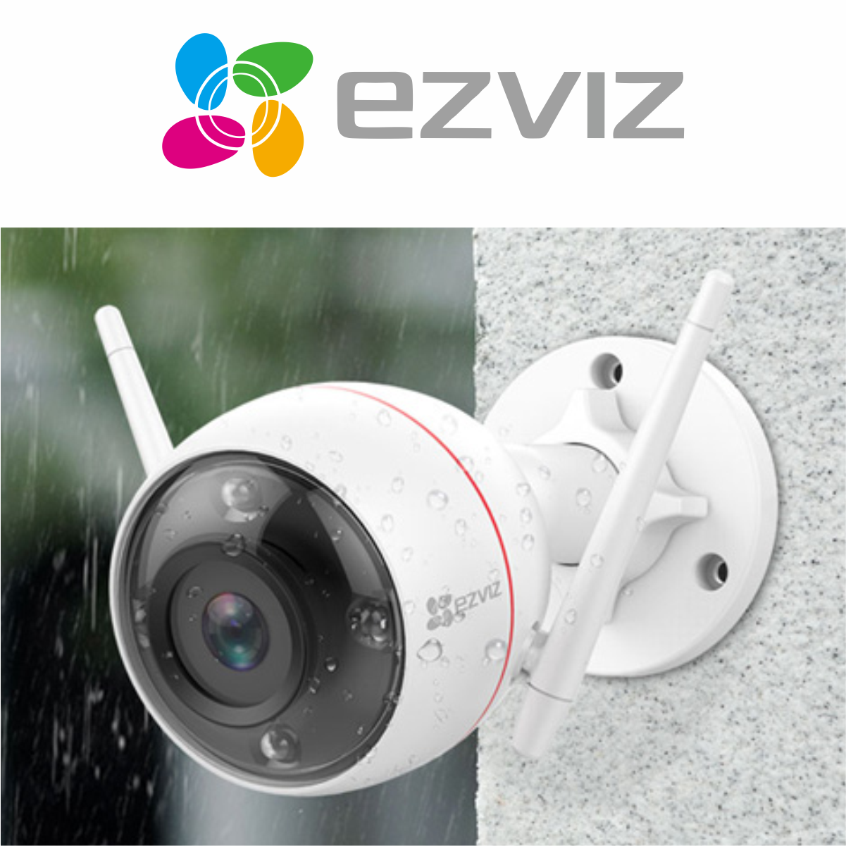 Camera EZVIZ C3W 1080P, WIFI, IP66 Ngoài Trời, 2 Ăng Ten, Hồng Ngoại Đêm 30m, Báo Động Với Đèn Báo Và Còi Hú Hỗ - Hàng Chính Hãng