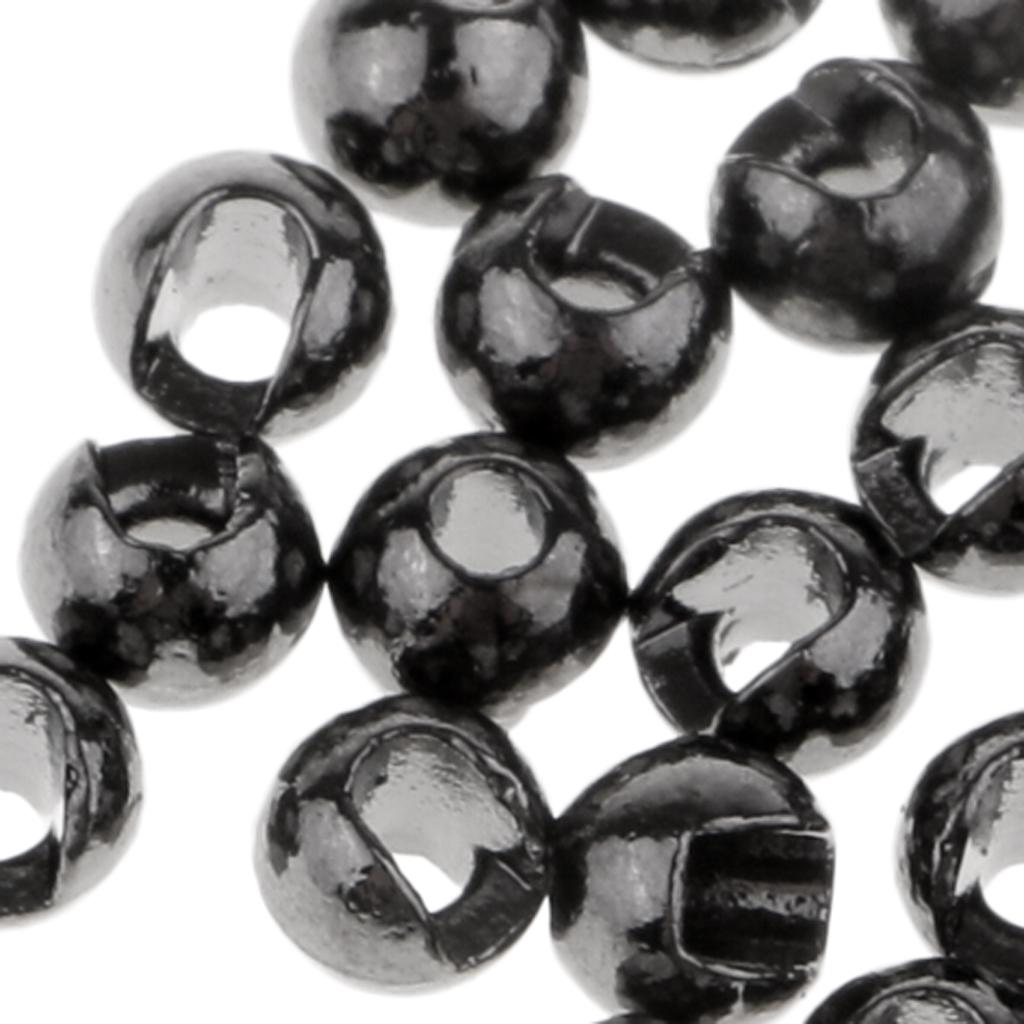 50pcs Tungsten Slotted Fly Tying Beads Nymph Head Eyes Round Ball Beads 2.8mm