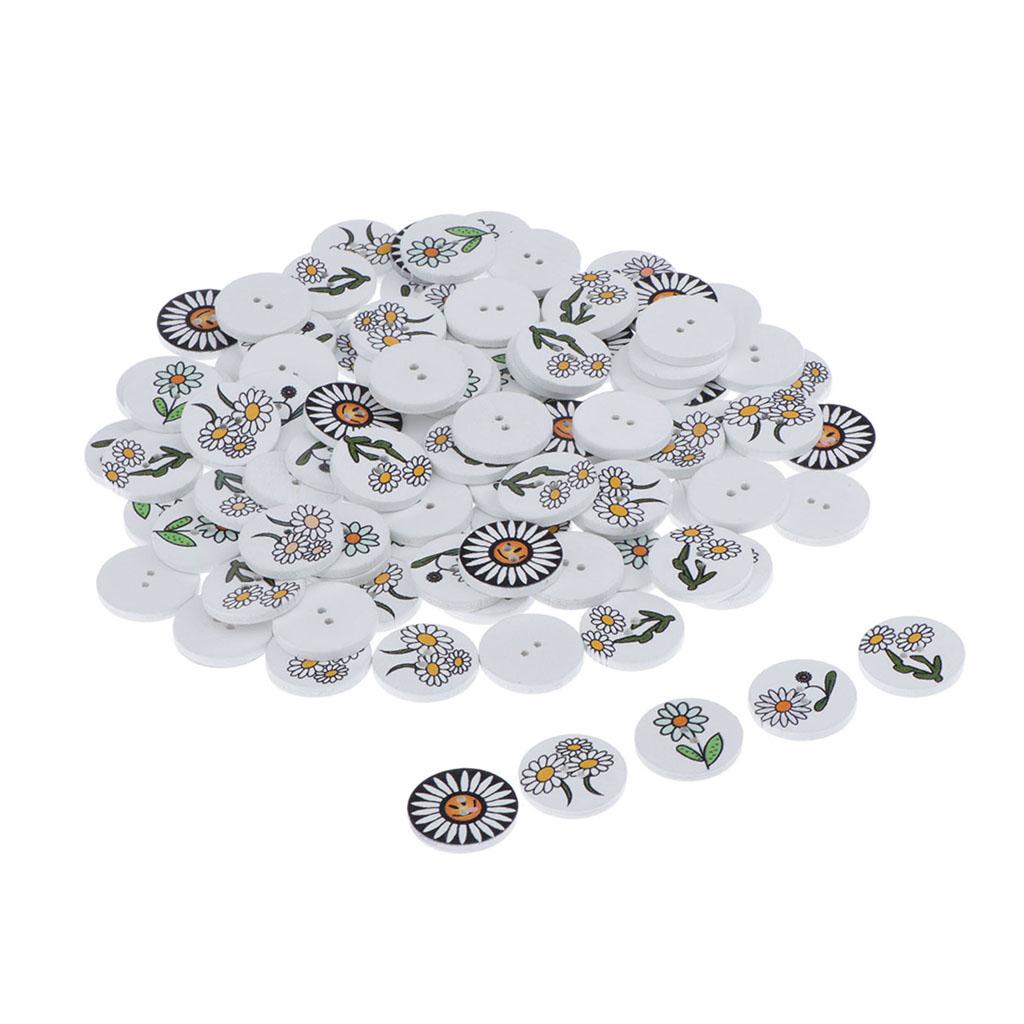 100 chiếc Hoạt Hình Nút Gỗ May Decortive Nút TỰ LÀM Sổ Lưu Thủ Công