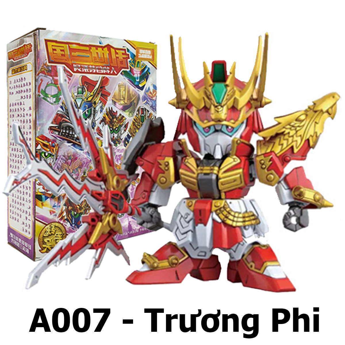 Mô hình trang trí bàn học tướng quân Trương Phi A007, đồ chơi Tam Quốc lắp ghép theo mẫu sd gundam kích thước 12 cm sau khi ráp