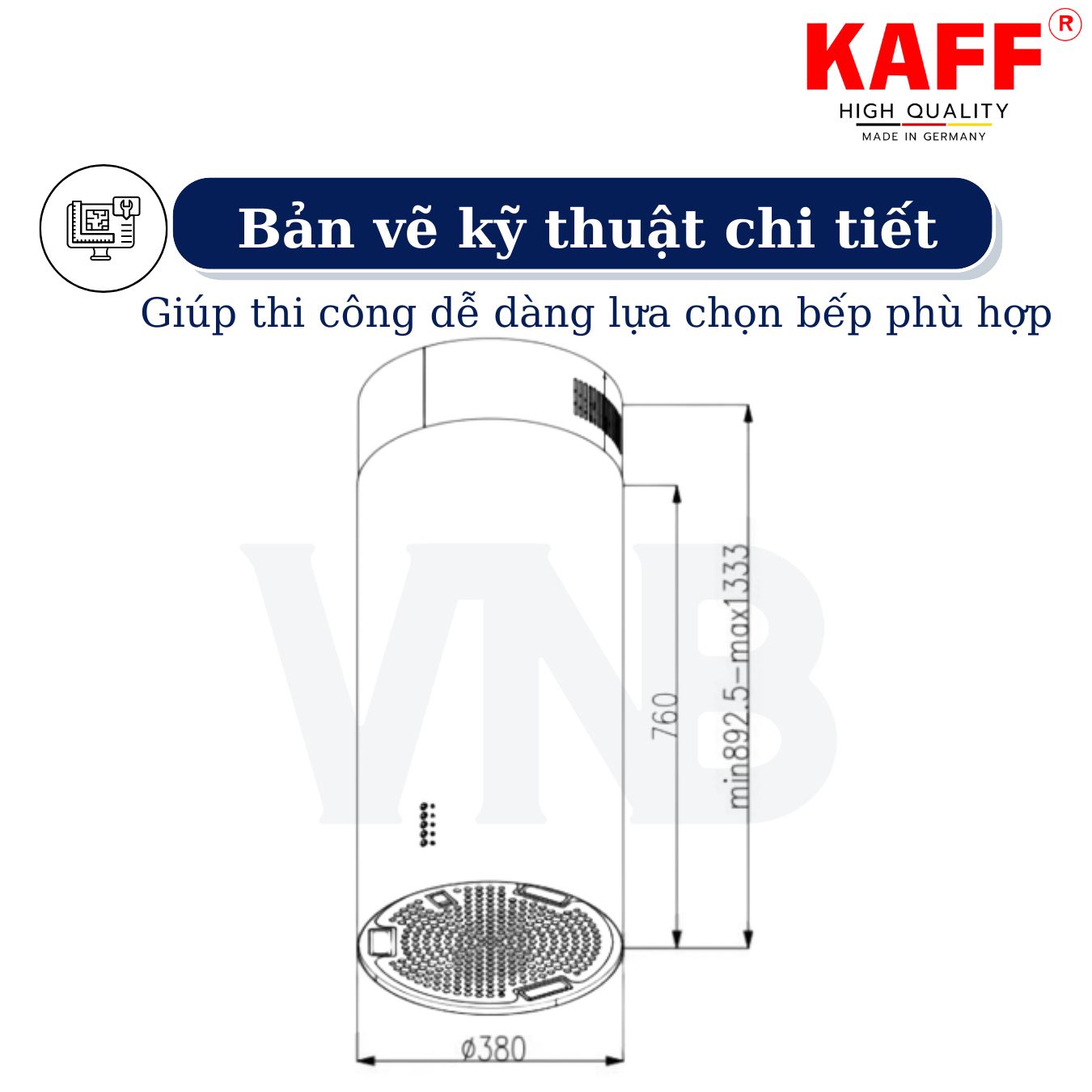 Máy hút mùi độc lập dạng ống_inox_cảm ứng KAFF KF_IS380CRS Tặng bộ lọc than thay thế _ Hàng Chính Hãng