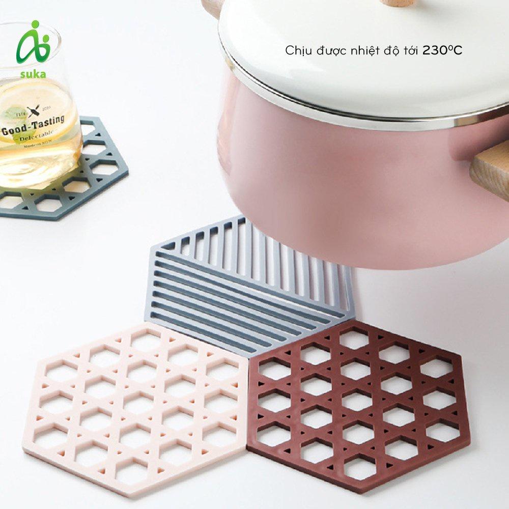 Miếng lót nồi, đế lót nồi, ly cốc chén, bát đĩa cách nhiệt chống trượt chất liệu silicon cao cấp