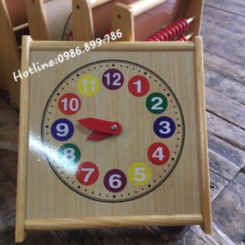 Đồ chơi đồng hồ học đếm 2 mặt,kèm bàn tính học đếm 2 chức năng-Đồ chơi giáo dục an toàn cho Bé