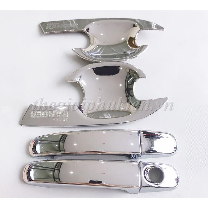 Bộ ốp tay nắm, hõm cửa xe Ford Ranger - mạ Crom