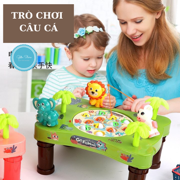 Bộ đồ chơi câu cá có bàn đế câu cá màu xanh, màu hồng 32 chi tiết