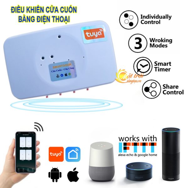 Bộ phát sóng điều khiển cửa cuốn bằng điện thoại Wifi TUYA – Smart LiFe