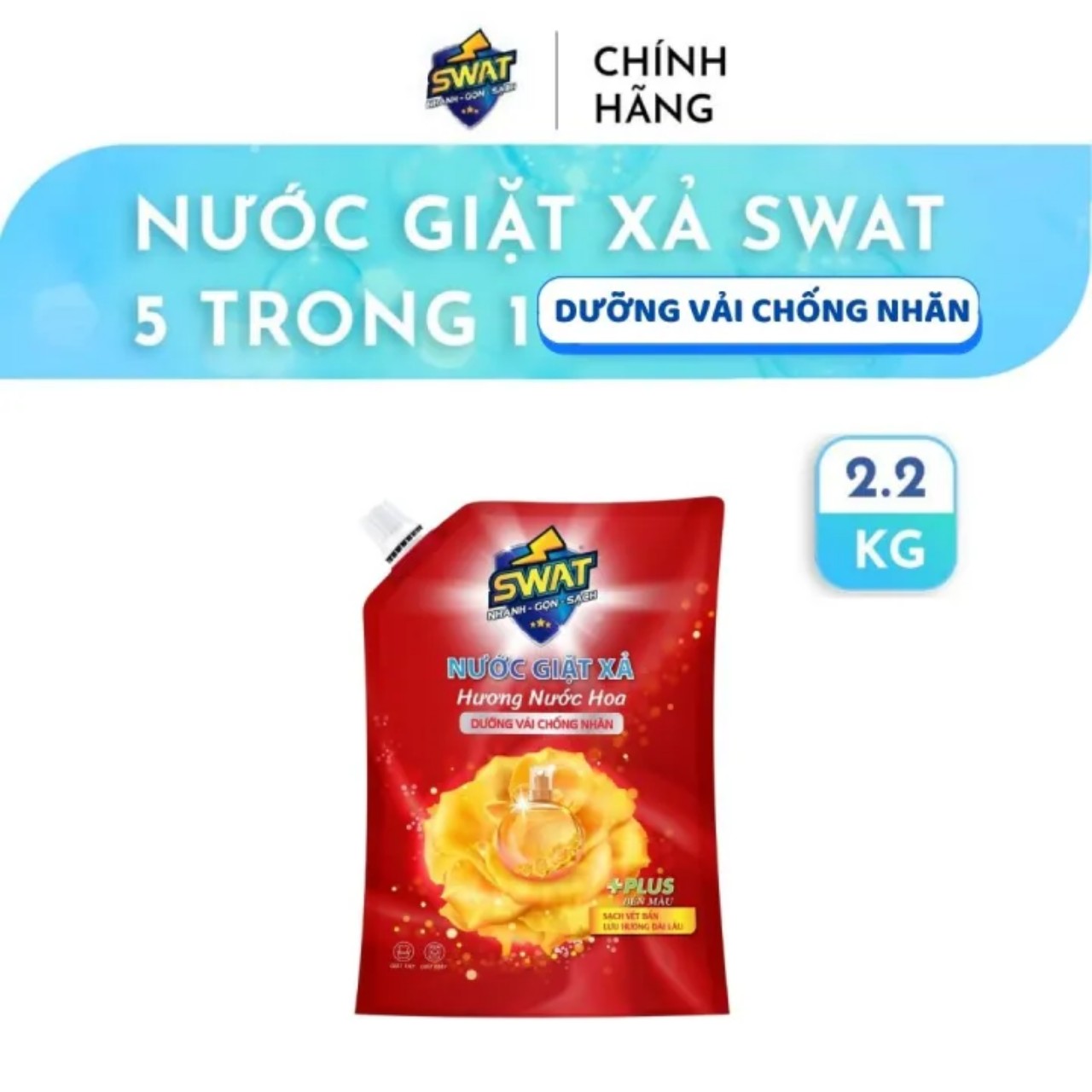 Nước Giặt Xả Swat Dưỡng Vải Chống Nhăn Túi 2.2Kg - Siêu Lợi Ích Dùng Là Thích