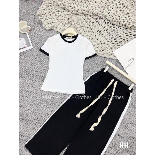 Sét bộ đồ áo trắng quần dài đen hottrend hàng cao cấp tự tin dạo bước
