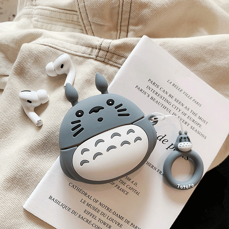 Hộp bảo vệ dành cho Airpods Pro Case Totoro mặt ngơ kèm móc treo