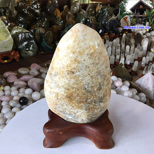 Trụ Đá Phong Thủy Đá Thạch Anh Bông Vàng TAV119 nặng 3.4Kg kích thước 27x15cm – Vật phẩm phong thủy may mắn