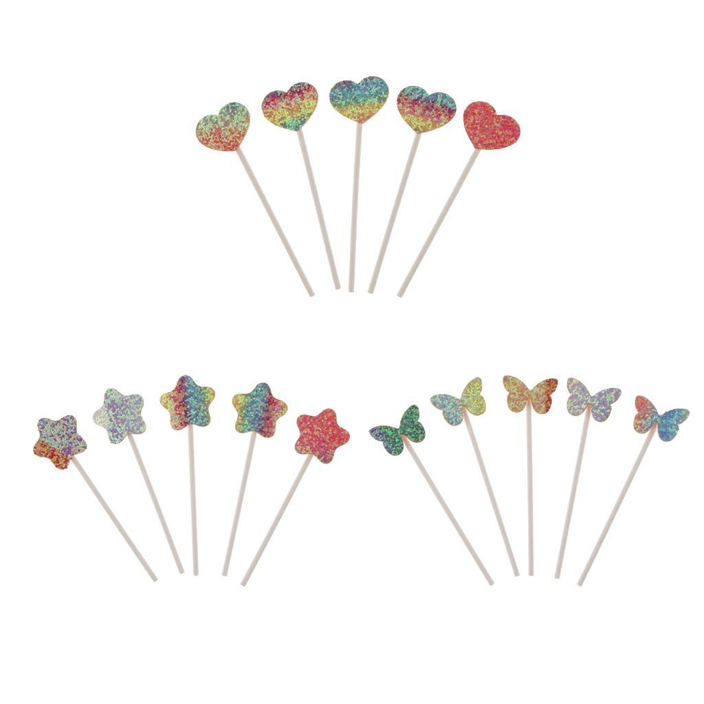 5 Pieces Cake Topper Insert Sticks Wedding Party Cake Decoration Star