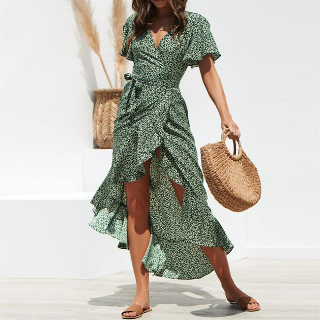 Long Dress Polyester Summer Women Maxi Dress for Beach Party