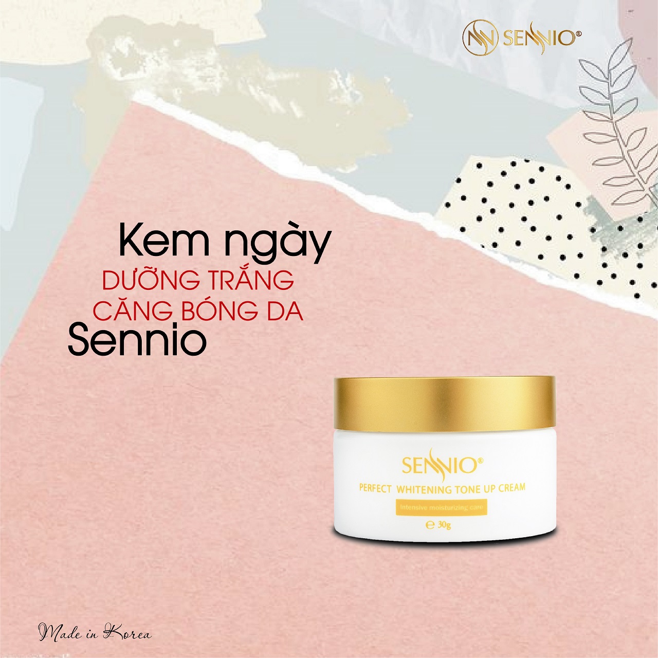 Kem dưỡng trắng, căng bóng da ban ngày Sennio 30g