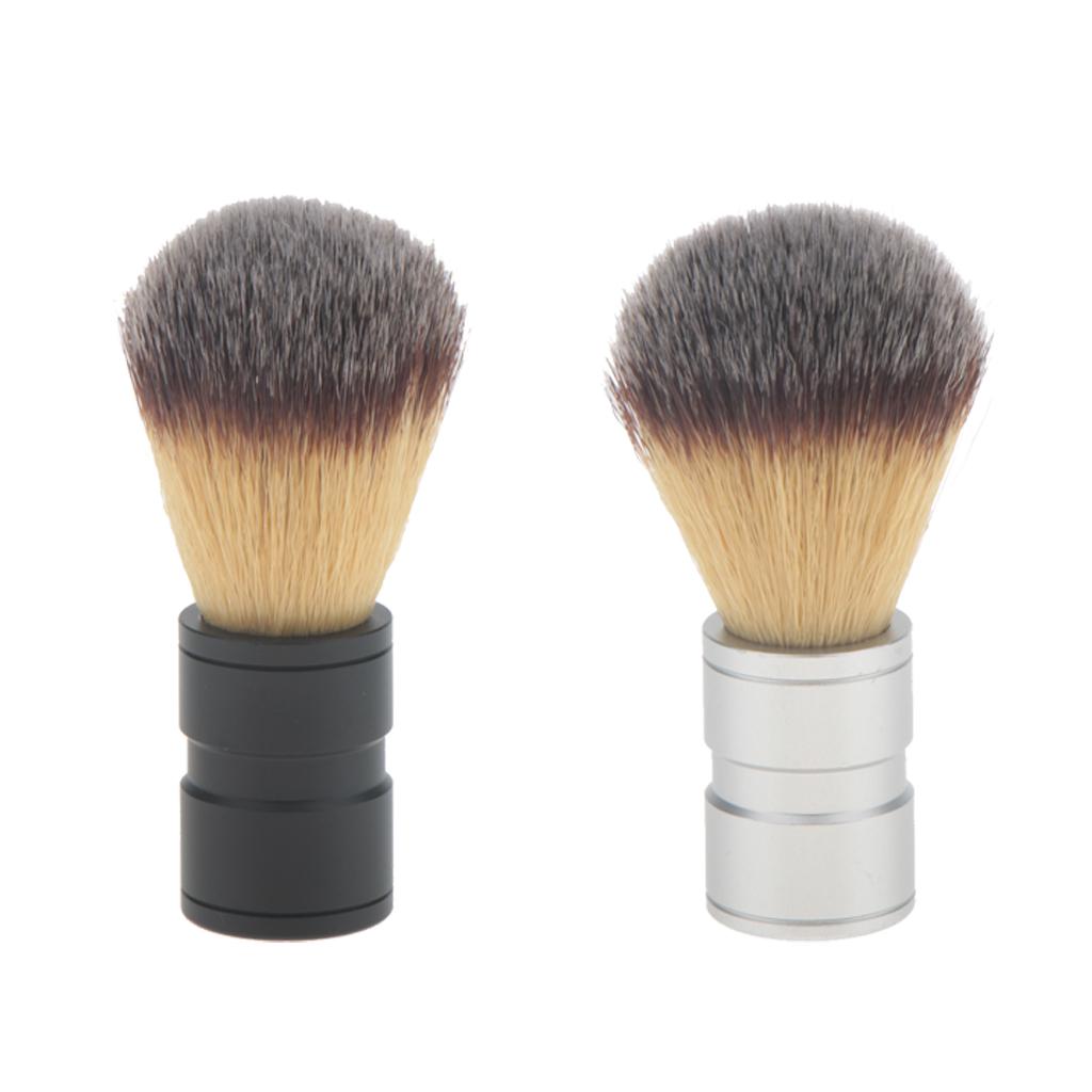 Men's Facial Shaving Nylon Hair Brush Alloy Handle Shave Tool Beard Clean