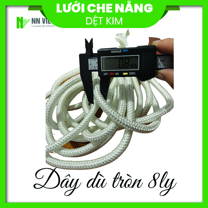 Dây dù tròn trắng 8 ly dùng căng liều, lưới che nắng siêu bền, chắc chắn