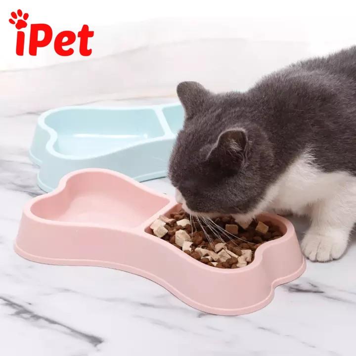 Bát Ăn Đôi Nhựa Hình Xương Cho Thú Cưng Chó Mèo - iPet Shop