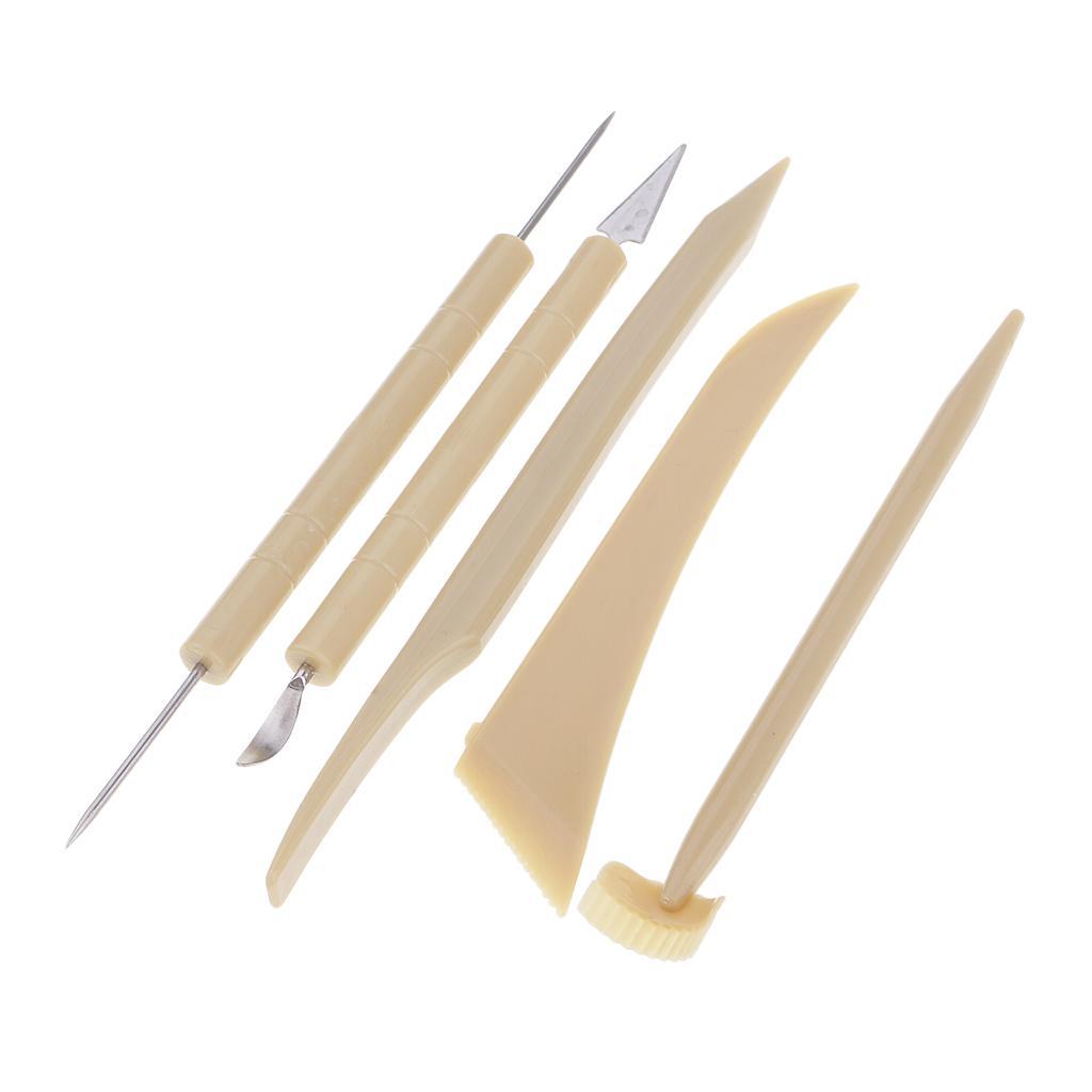 5 Pieces Carving Clay Sculpting Hand Tools Modeling Sculpting Tool Plastic Handle Pottery Carving Tool Set Silicone Rubber Shapers Polymer Modeling